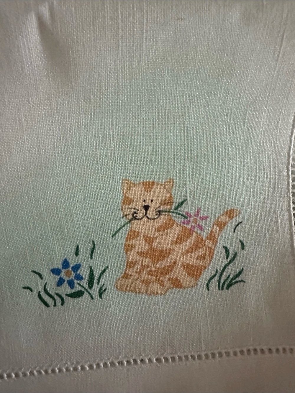 Cat Themed Linen Cloth Napkin Set of 8- Classic Home Dining- NEW in packaging